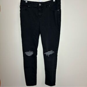 Free People Black Distressed Skinny Jeans